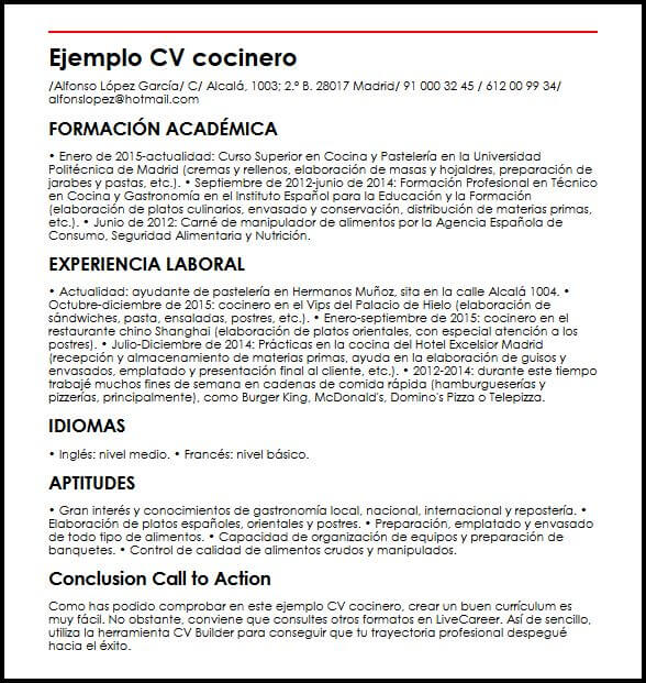 Ejemplo De Un Cv