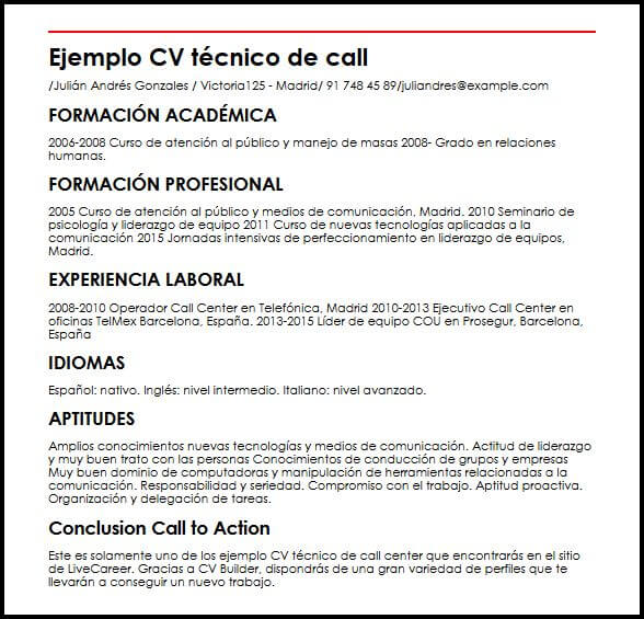 Ejemplo de CV: técnico de soporte | miCVideal