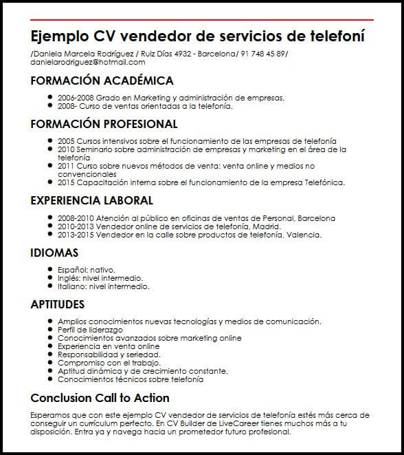 Ejemplo De Cv Para Vendedor Curriculum Ejemplos De Cv Curriculum Images