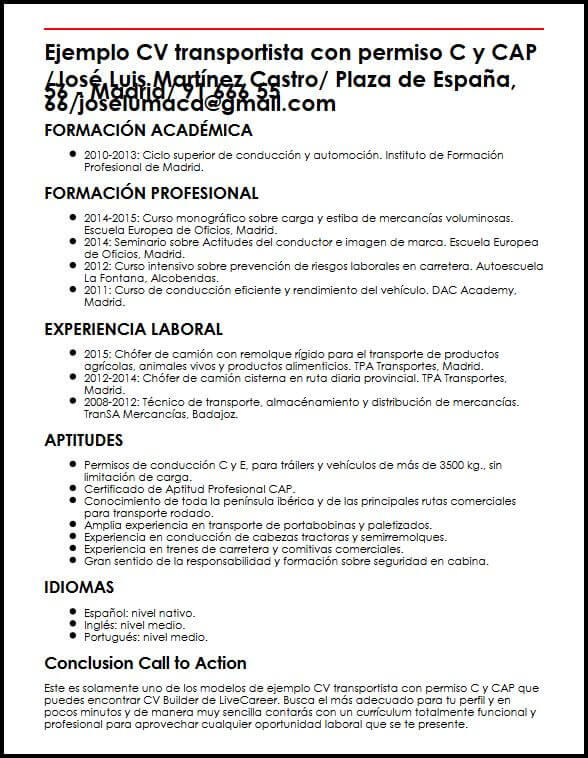 Curriculum vitae transportista 06 image