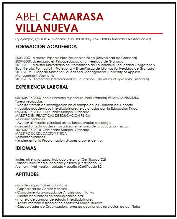 Ejemplo de CV con Referencias - MiCVideal.es