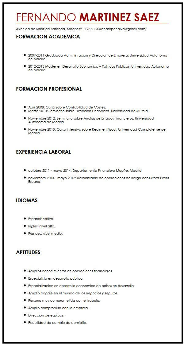 Ejemplo De Cv Para Estudiantes De Derecho Micvideales