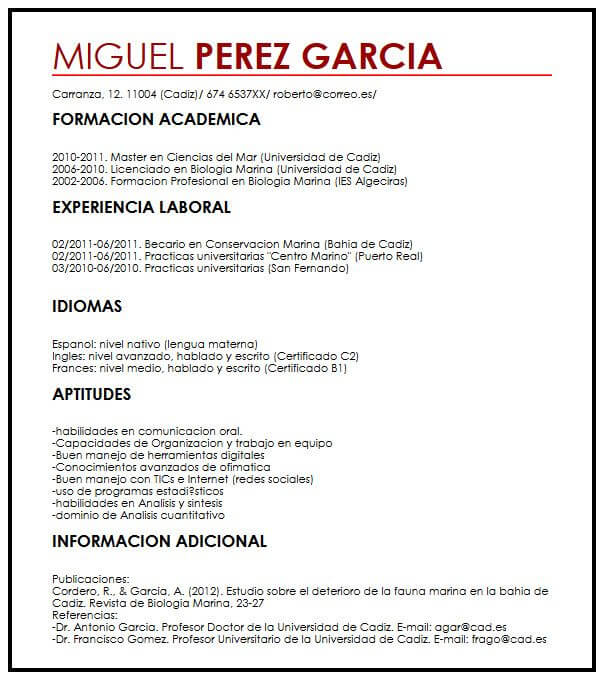 Ejemplos De Cv Que Incluyen Objetivos Profesionales Micvideal