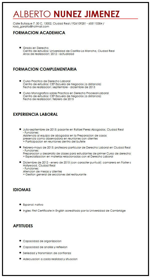 modelo de cv con referencias muestra curriculum vitae formato para recomendaciones personales