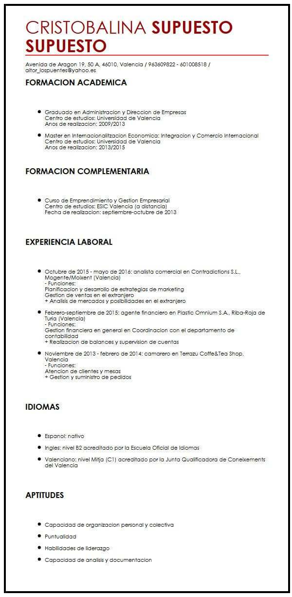 Modelo de CV para Estudiantes Universitarios - MiCVideal.es