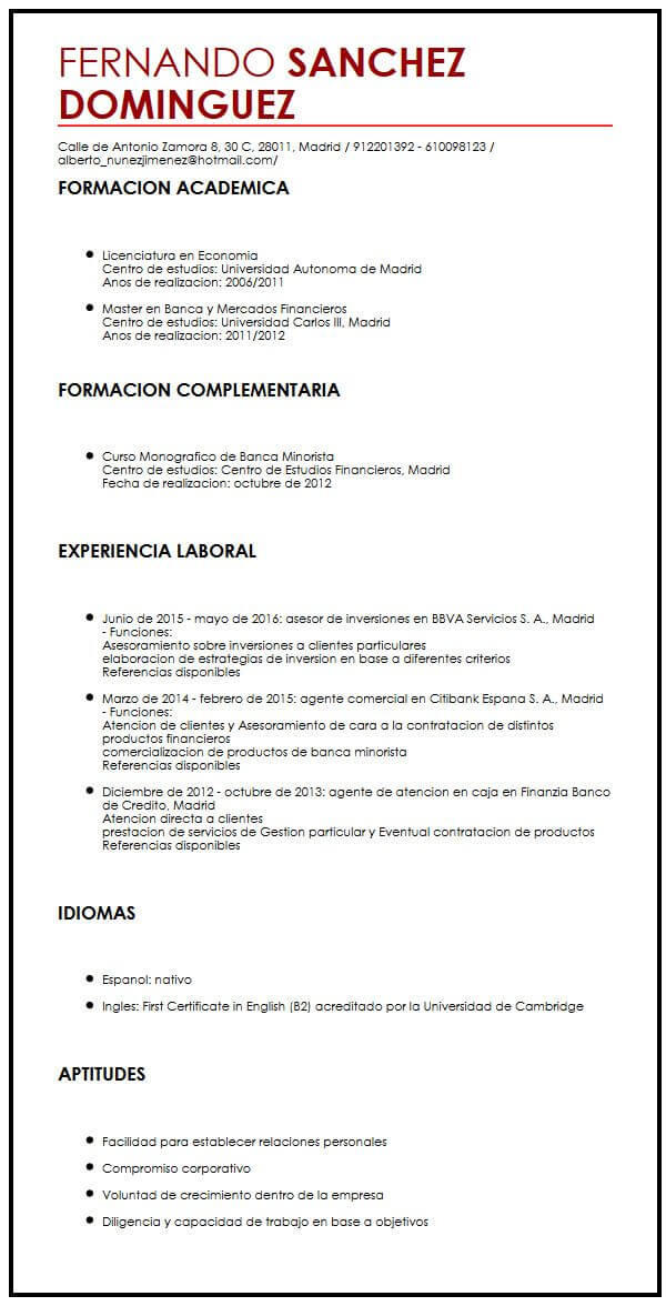 Modelo de CV para Expatriados - MiCVideal.es