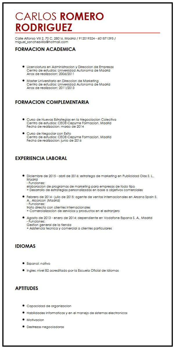 Carta de presentación cv prácticas profesionales