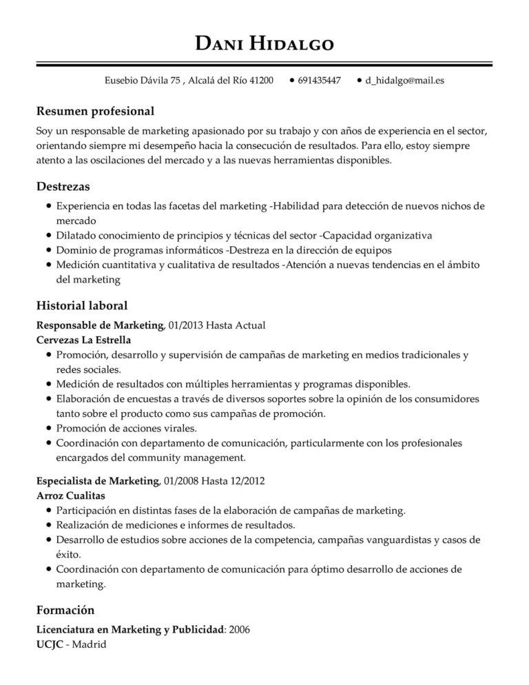 ejemplo de currículum vitae básico