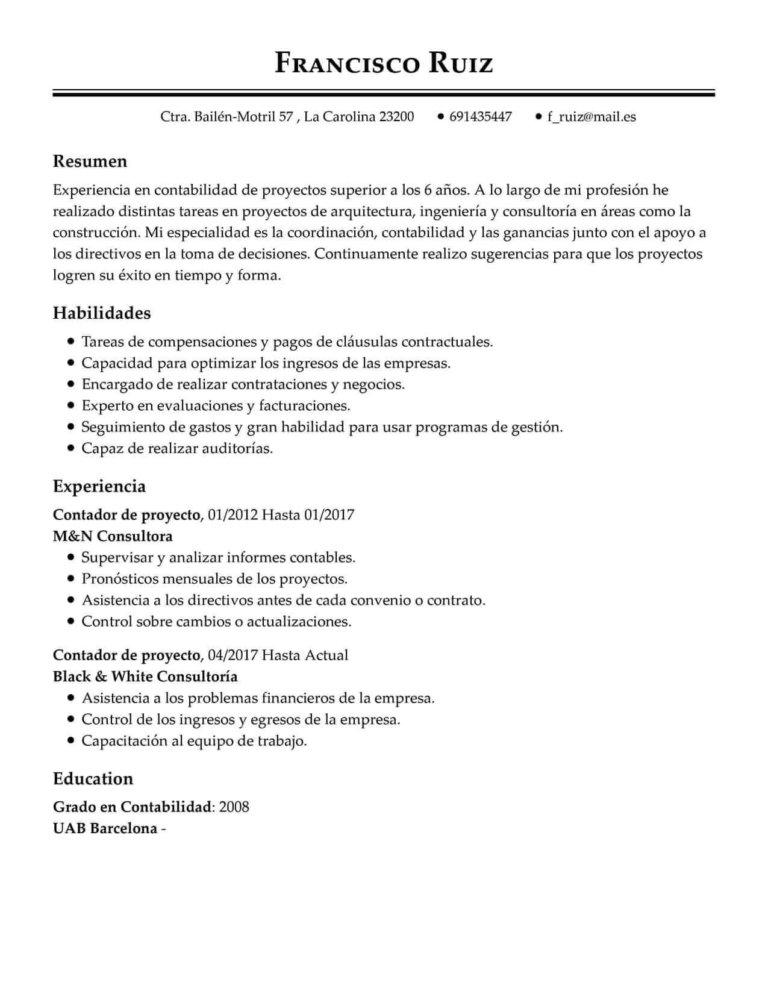 ejemplos de currículum vitae por competencias