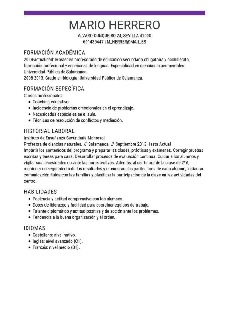 ejemplo de currículum vitae creativo