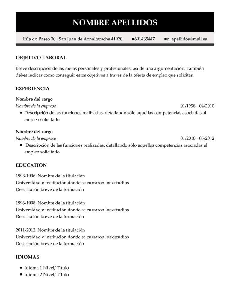 ejemplo de currículum vitae cronológico