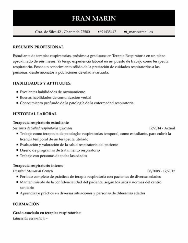 ejemplos de curriculum vitae de estudiante