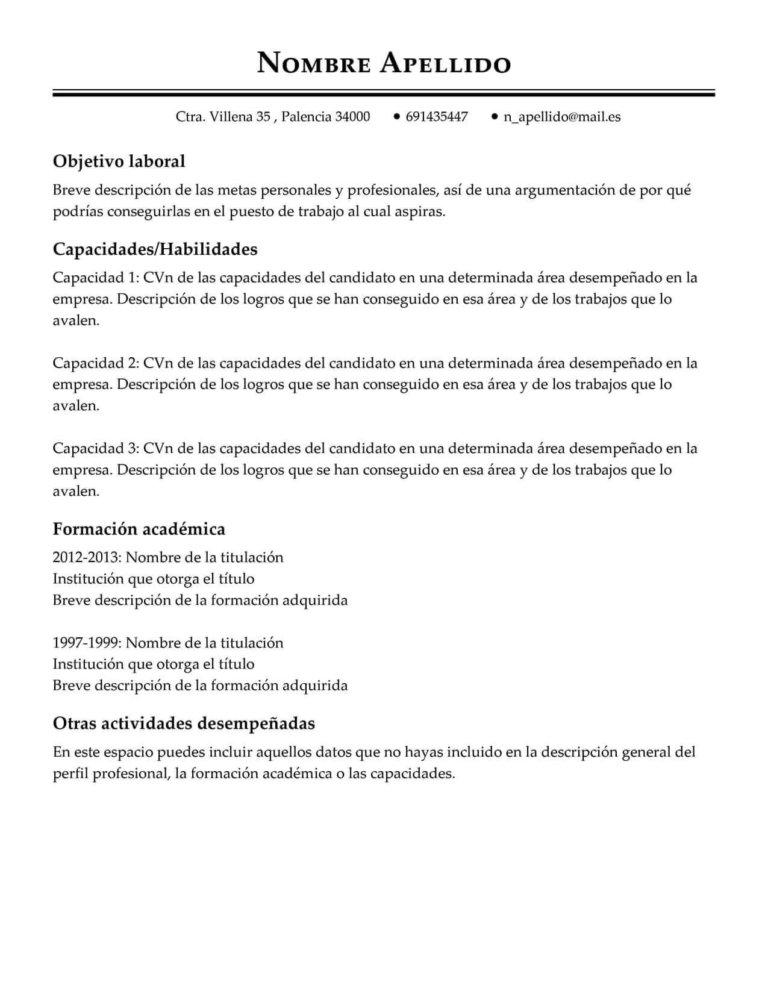 ejemplo de curriculum vitae funcional