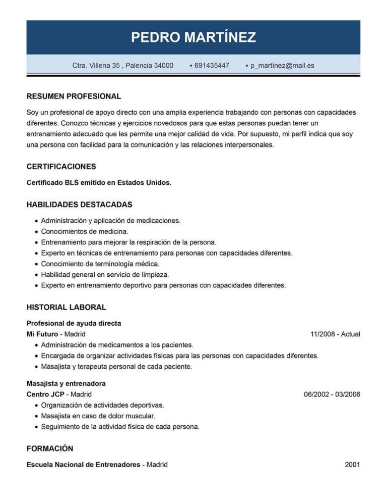ejemplo de curriculum vitae profesional