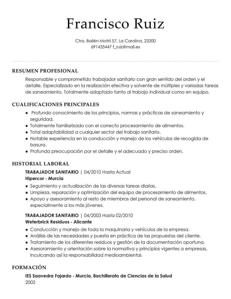 ejemplo de curriculum vitae sencillo
