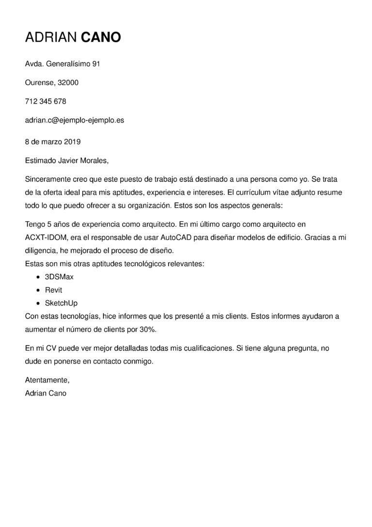 Carta De Presentacion Para Un Empleo Ejemplo - Ejemplo 