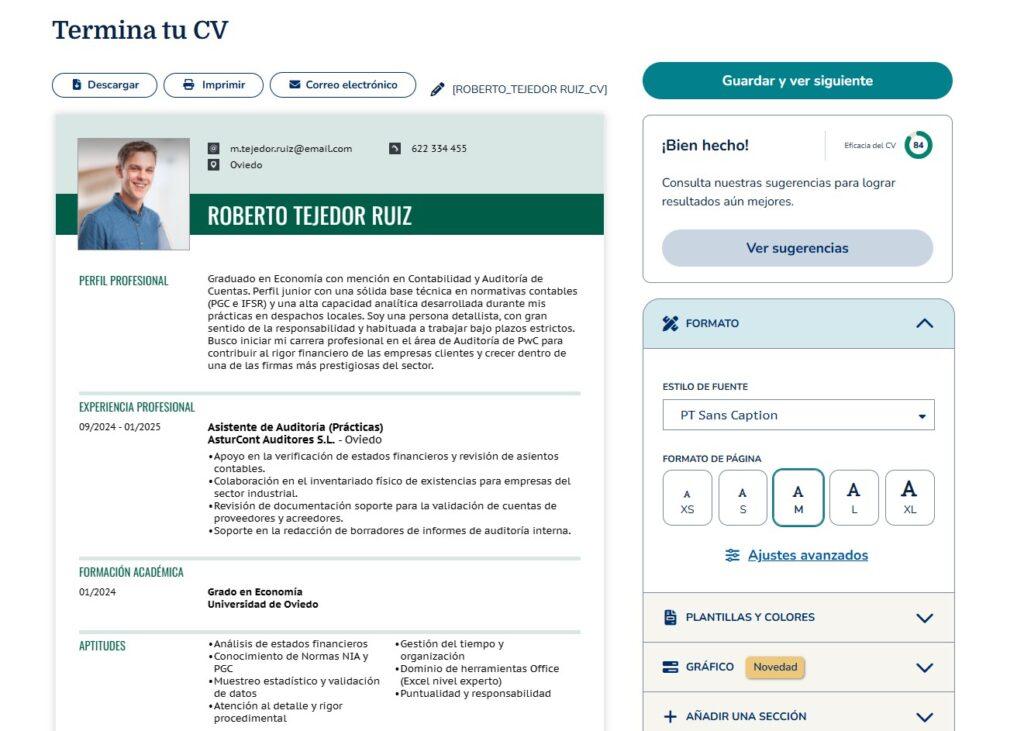 Paso 10 para crear un CV digital desde miCVideal revisar y ajustar detalles